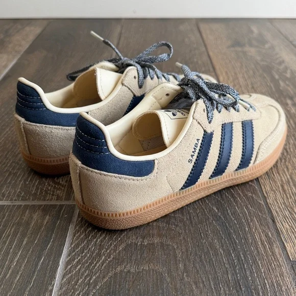 Adidas Originals Samba Kids’ Warm Vanilla/Night Indigo Gum (GS) Sneaker—K2 - Picture 4 of 14